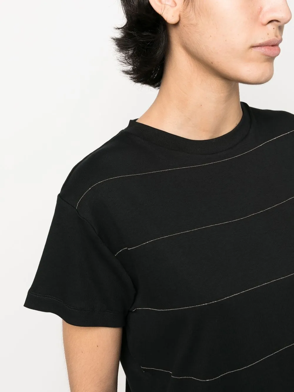 Fabiana Filippi Stripe-pattern Short-sleeved T-shirt In Black