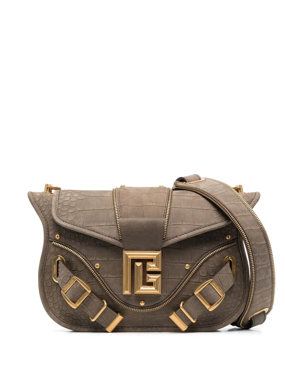 

Balmain Blaze croc-embossed shoulder bag - Brown