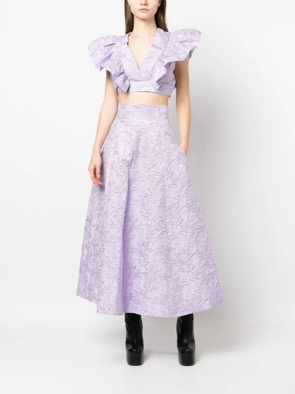 Philosophy Di Lorenzo Serafini floral-jacquard Ruffled Crop