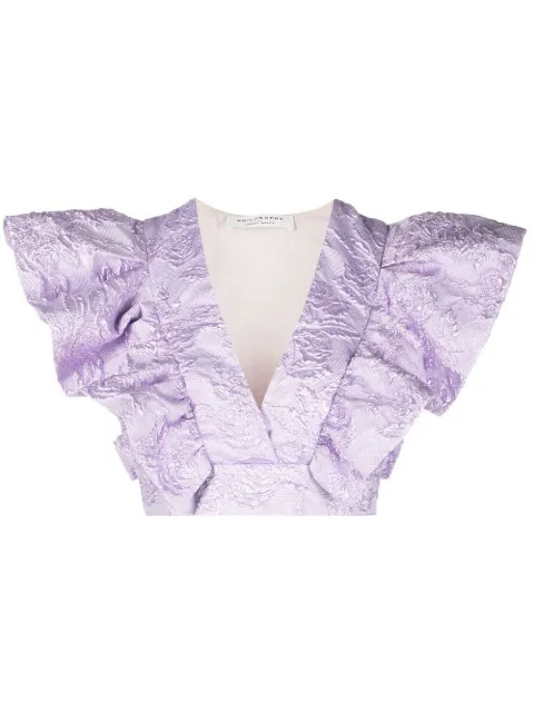 Philosophy Di Lorenzo Serafini floral-jacquard ruffled crop top