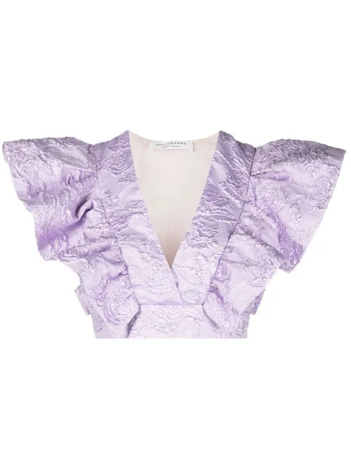Haut crop à fleurs en jacquard - Philosophy Di Lorenzo Serafini - Modalova