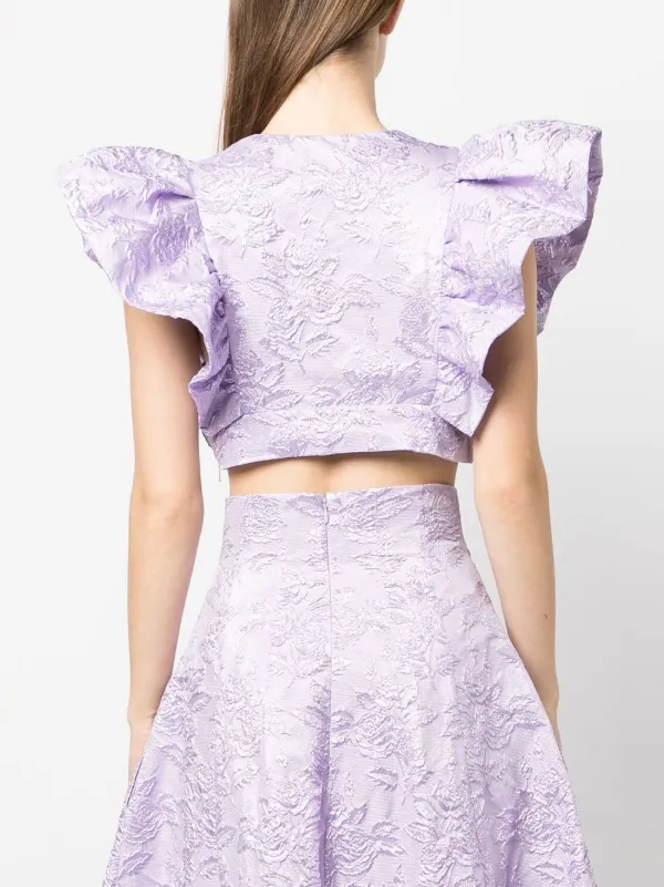 Tシャツ・カットソー PHILOSOPHY DI LORENZO SERAFINI Linen blend top with floral Philosophy Di Lorenzo Serafini floral-print Blouse | Pink