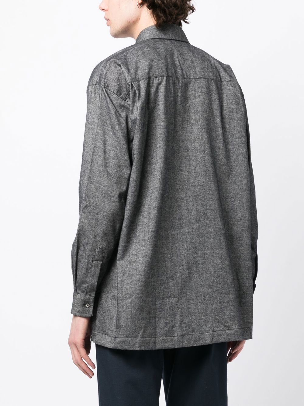 Shop The Power For The People Button Placket Long-sleeve Shirt In Black