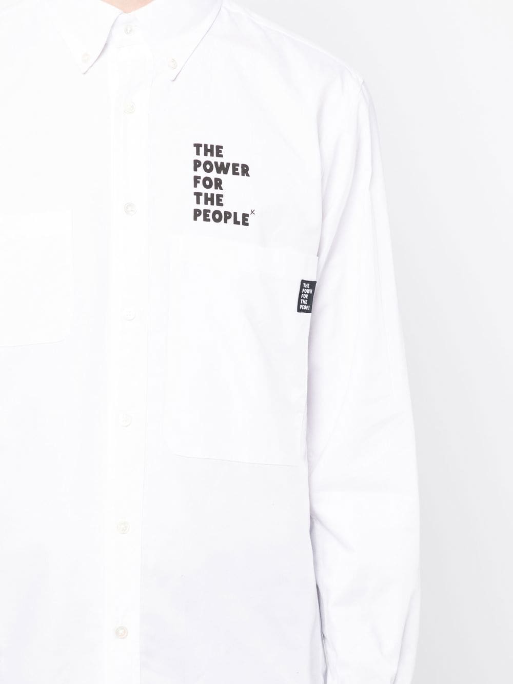 Shop The Power For The People Logo Print Long-sleeve Shirt In White