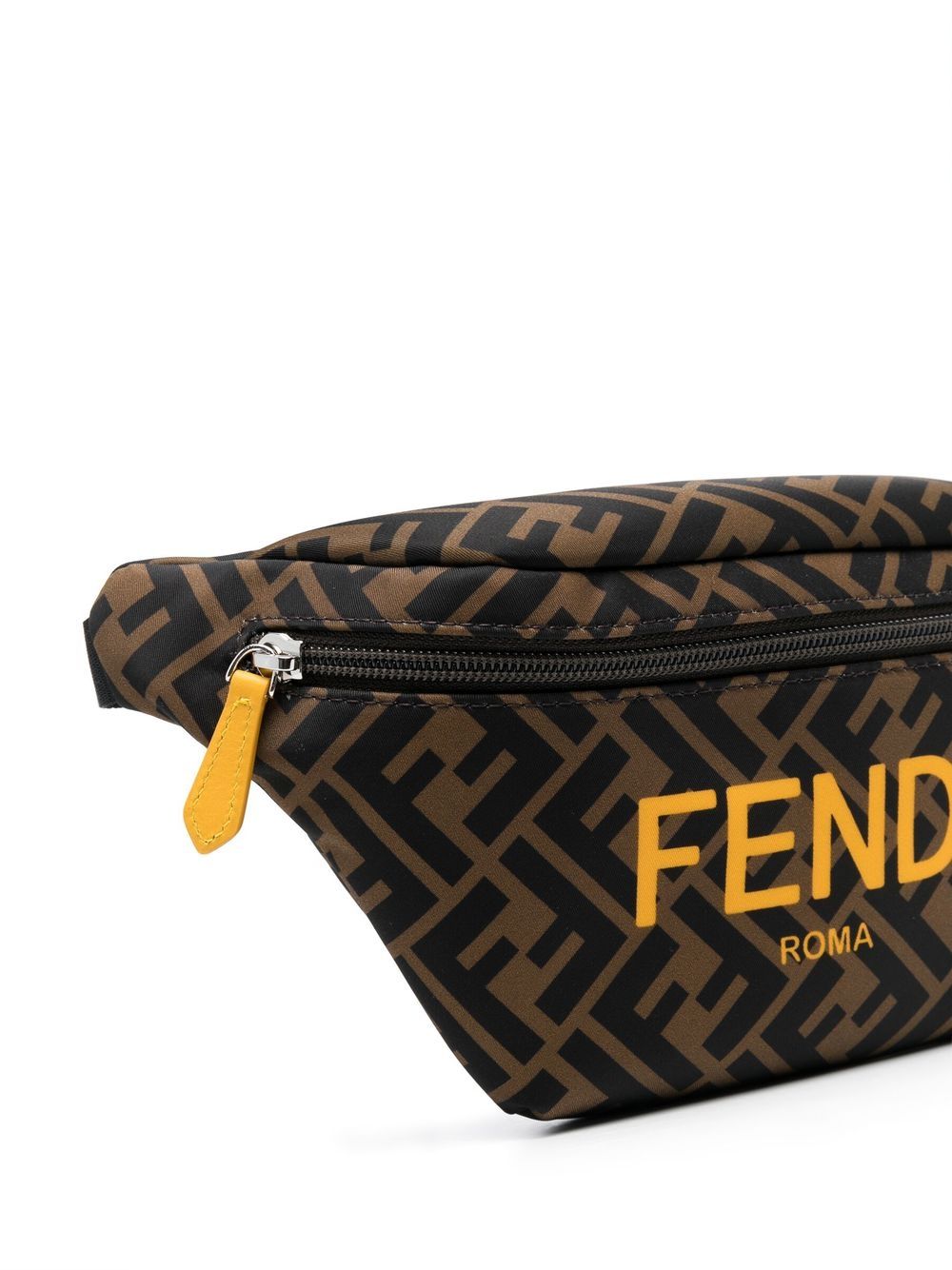 Shop Fendi Monogrammed Zip-up Bag In Brown