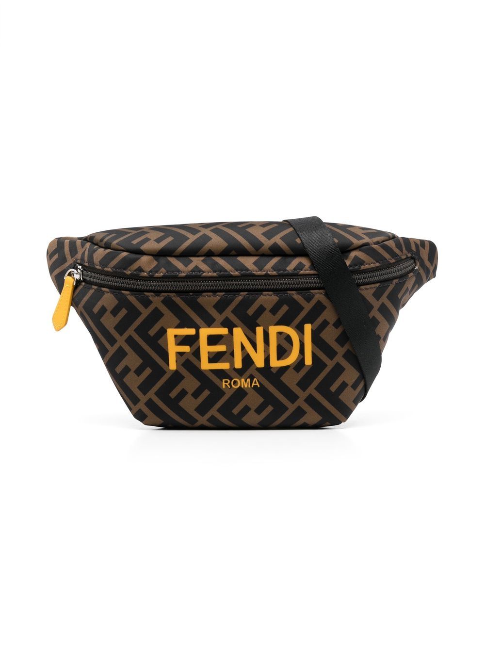 Fendi Kids' Monogrammed Zip-up Bag In Brown