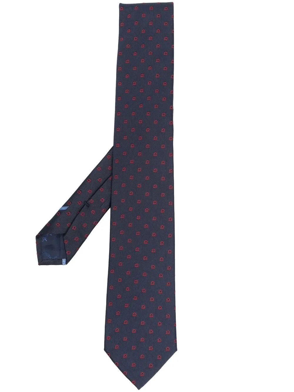 

Ferragamo silk embroidered design tie - Blue