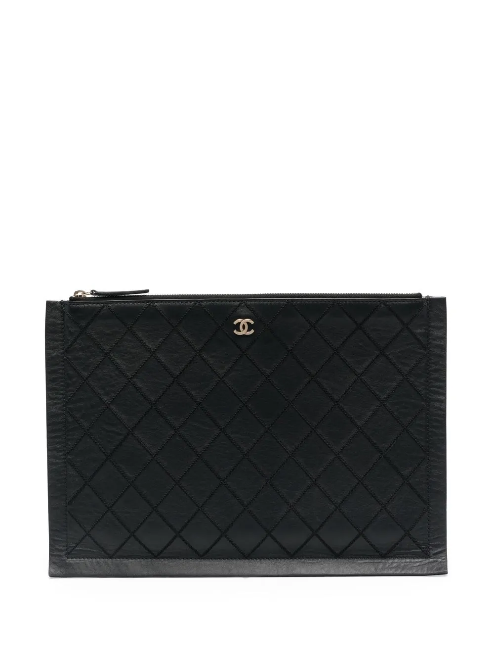 

CHANEL Pre-Owned 2016-2017 CC diamond-quilted clutch bag - Black