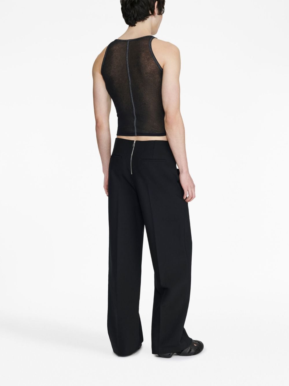 Shop Dion Lee Interloop Cut-out Tailored Trousers In Black