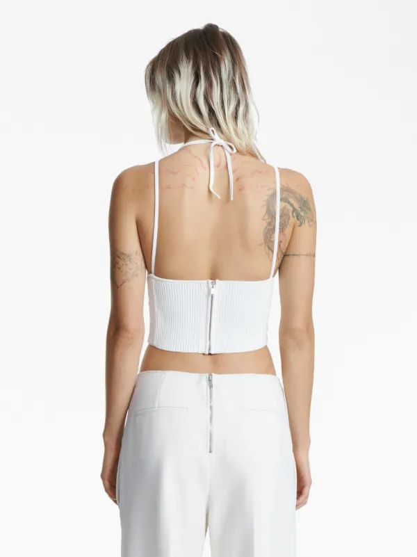 White leather hot sale crop top