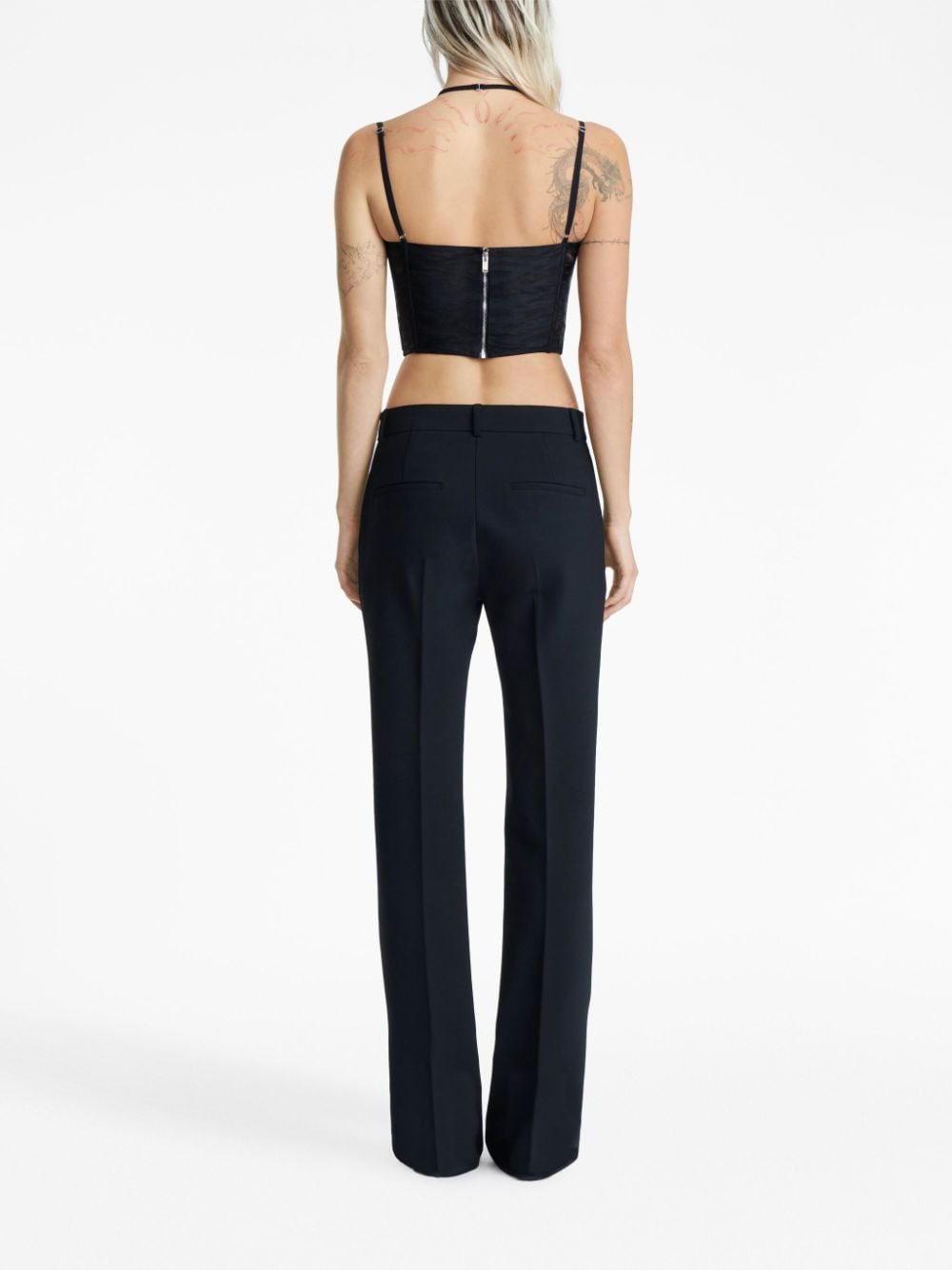 Shop Dion Lee Sheer-lace Corset Top In Black