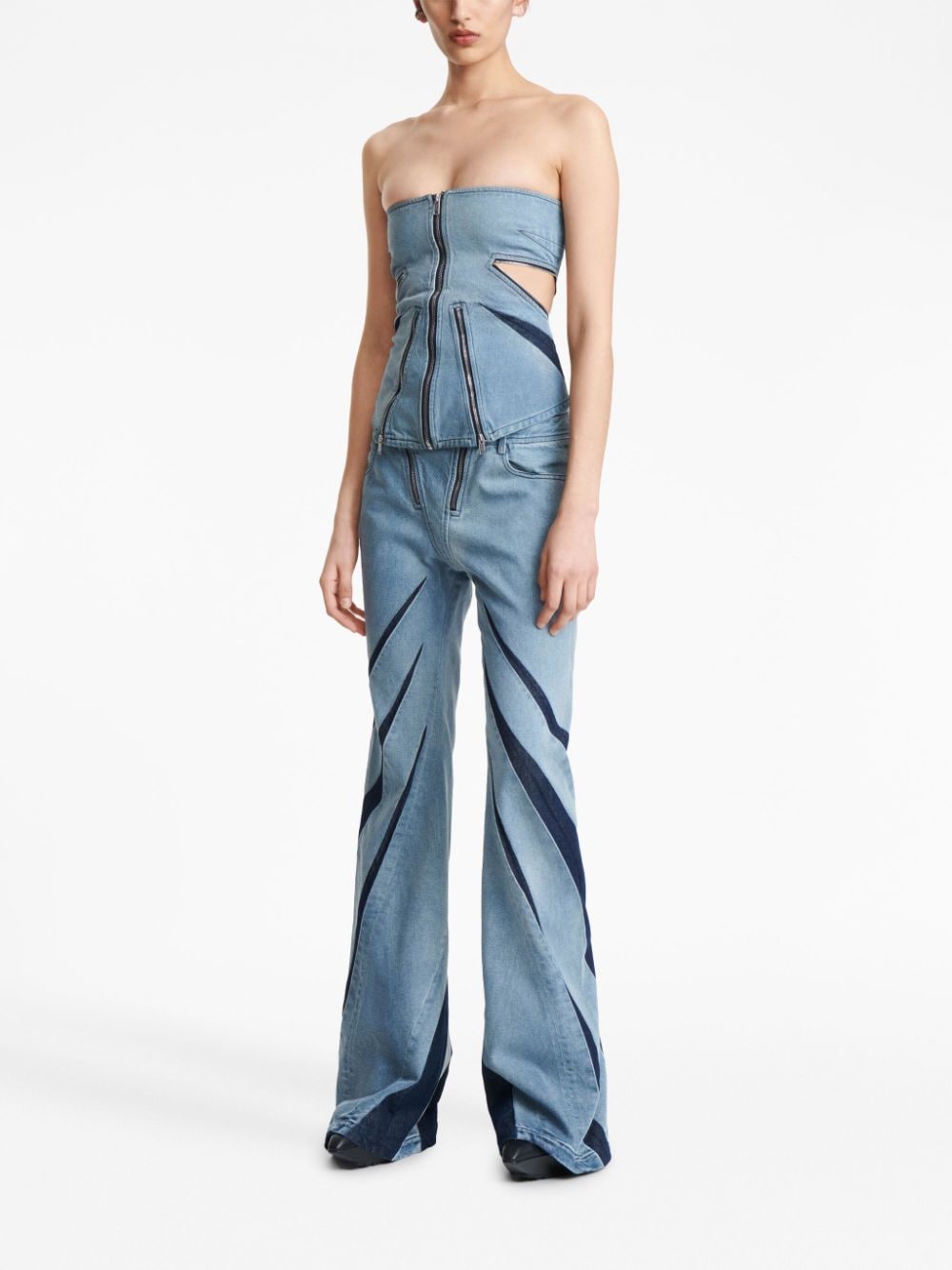 Shop Dion Lee Darted Flared Jeans In Blue