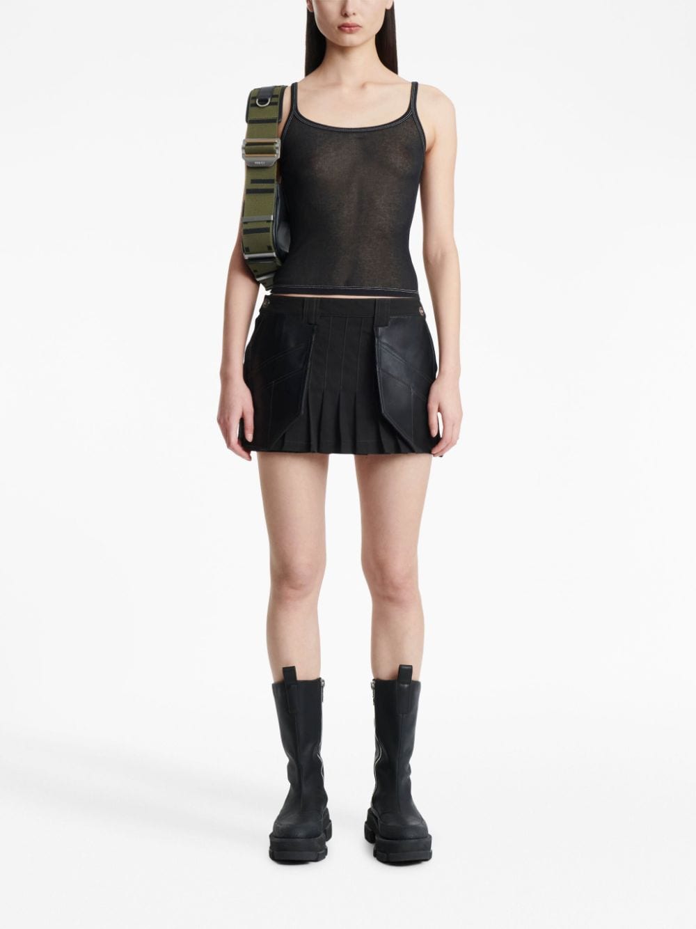 Shop Dion Lee Workwear Pleated Miniskirt In Black