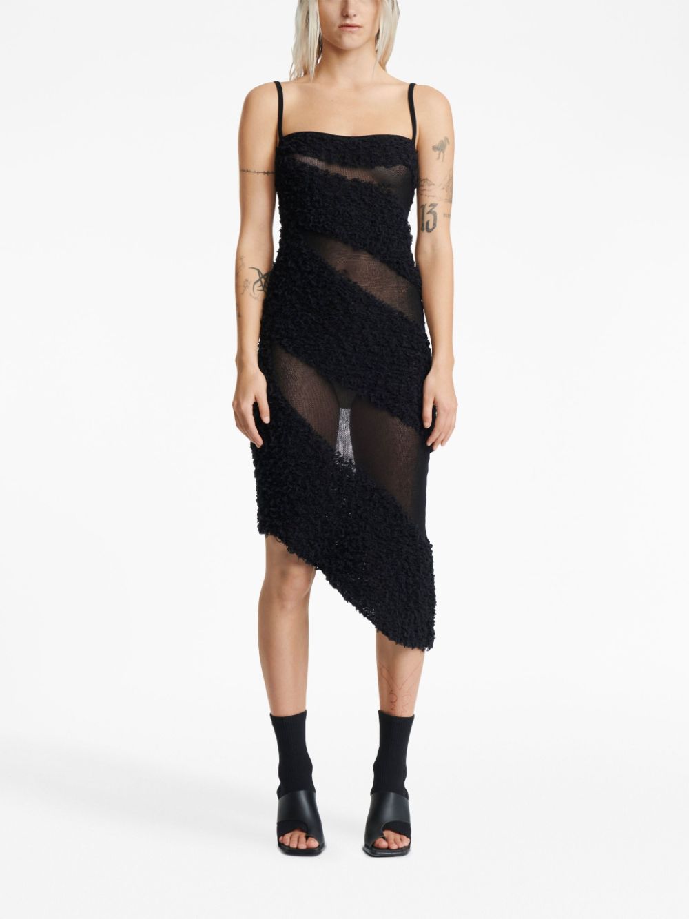 Shop Dion Lee Monstera Textured Midi Dress In Black