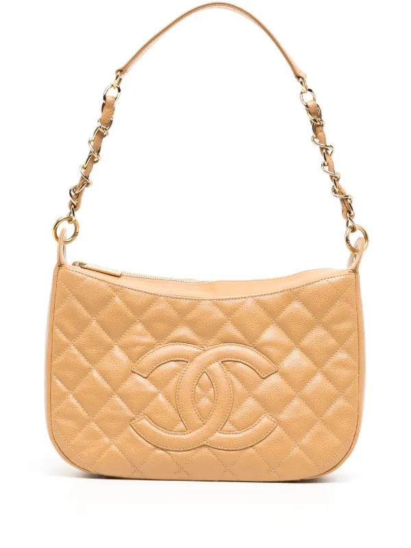 Chanel Pre-owned 2005 Diamond-quilted Logo Shoulder Bag in Brown
