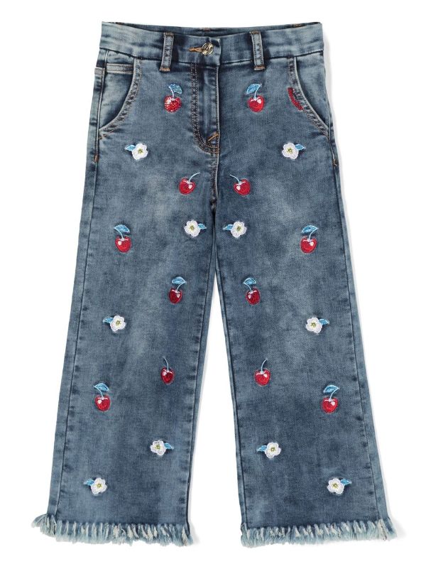 Jeans Med Blomsterbroderi - Farfetch
