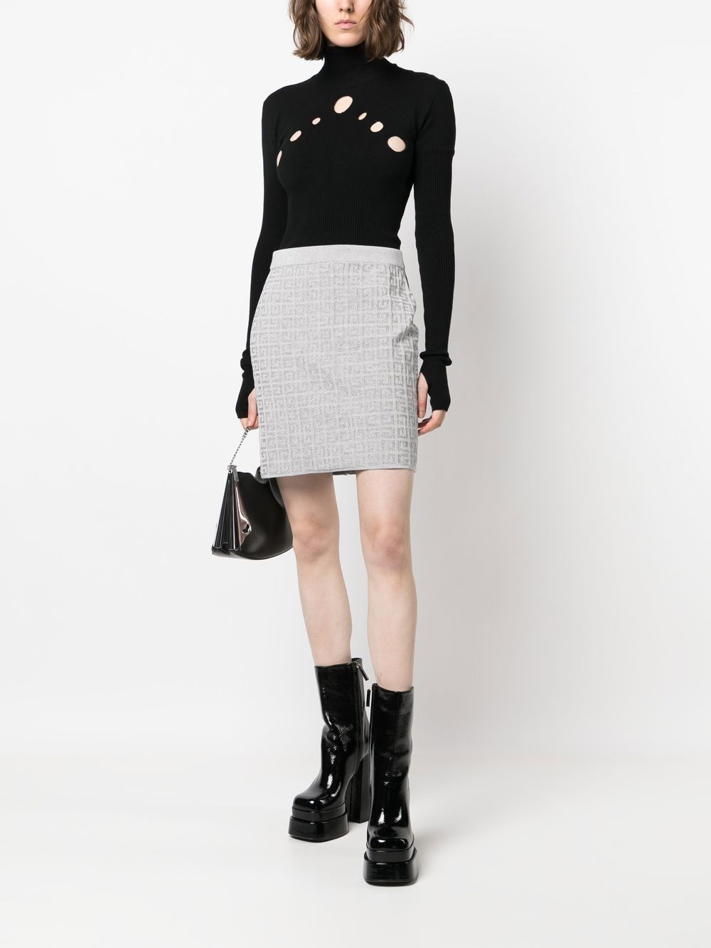 Shop Givenchy 4g Monogram-jacquard Mini Skirt In Silver