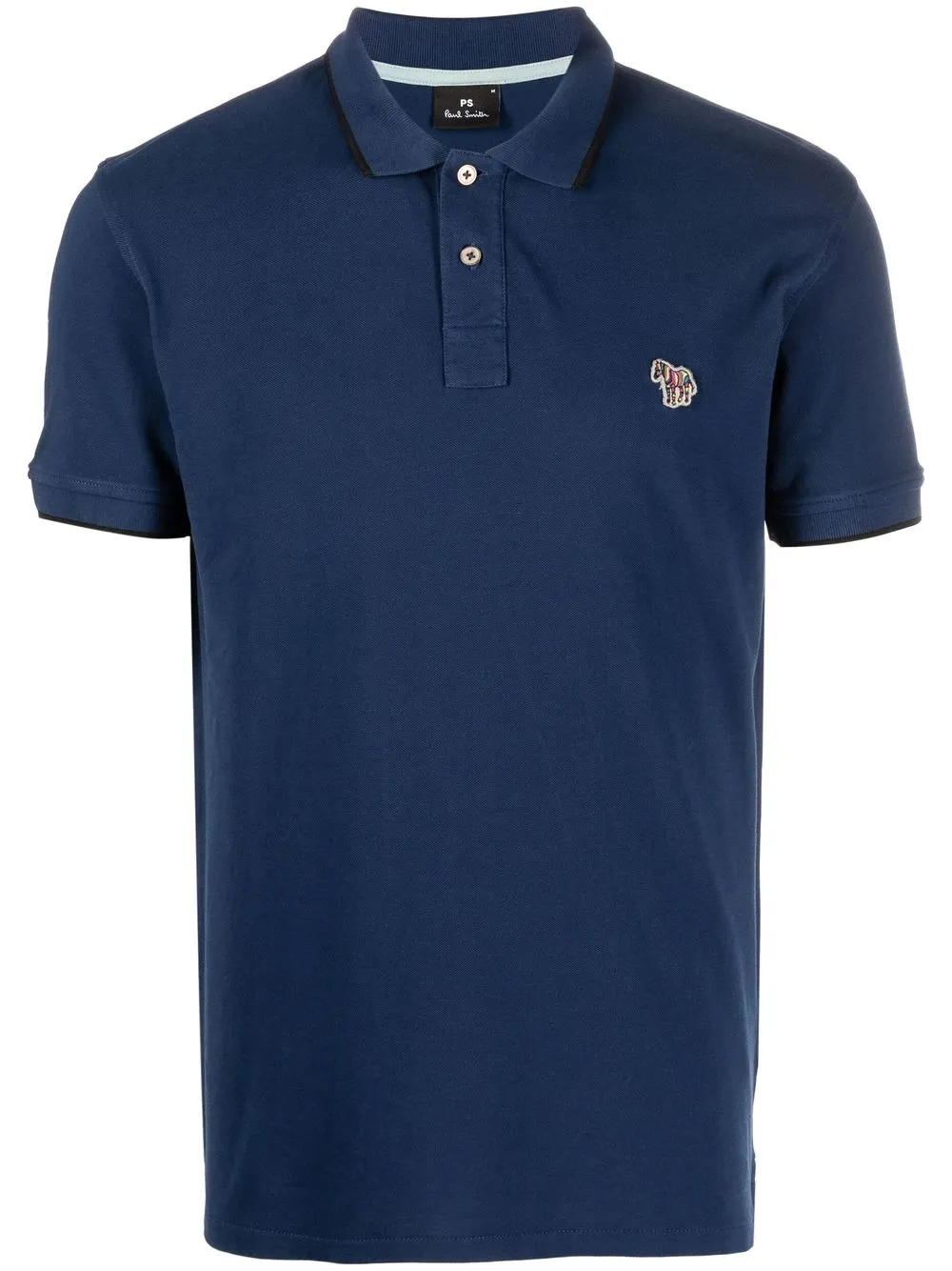 

PS Paul Smith Zebra-patch cotton polo shirt - Blue