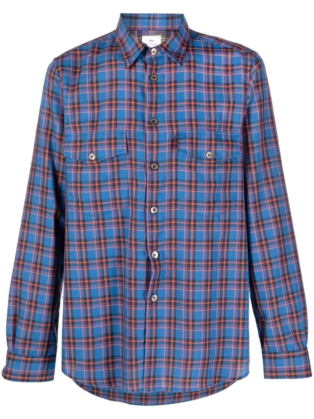 

PS Paul Smith camisa manga larga con motivo de cuadros - Azul