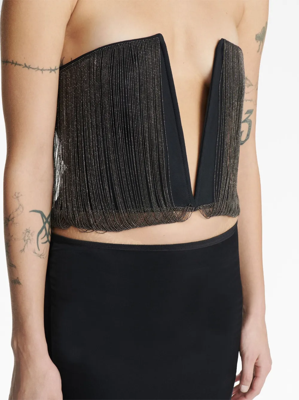 Shop Dion Lee Beaded Plunge Tank Top In Black