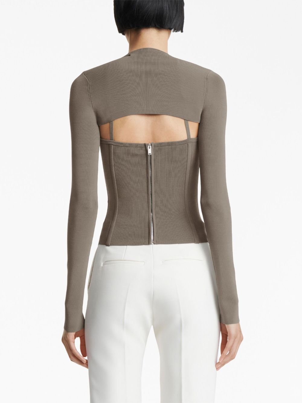Shop Dion Lee Square-neck Corset-style Top In Slate