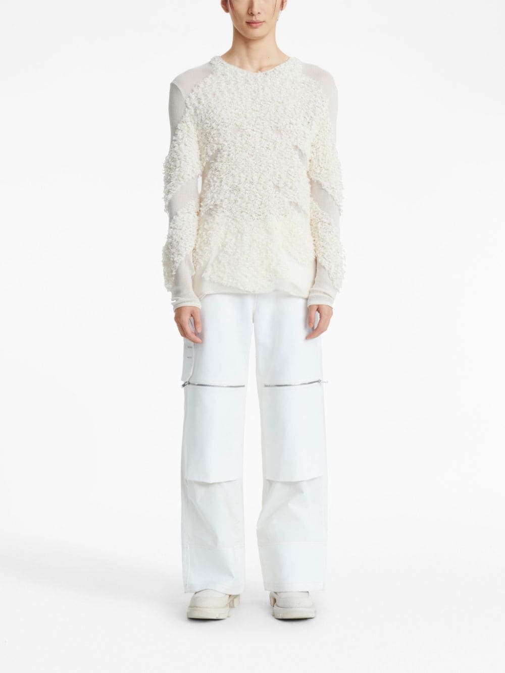 Shop Dion Lee Monstera Textured Round-neck Sweater In Neutrals