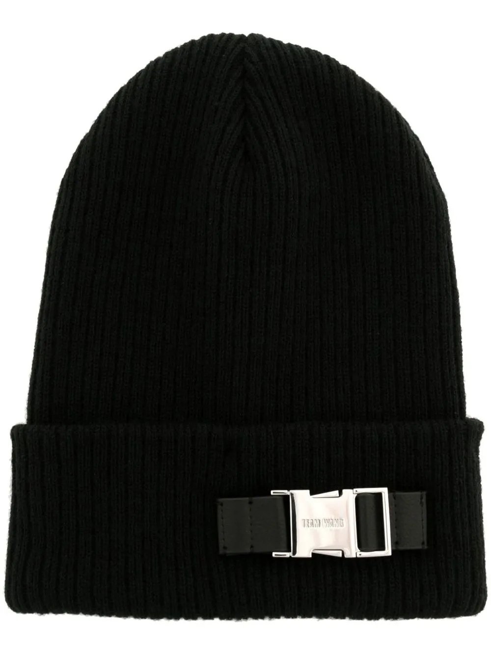 

TEAM WANG design buckle-detail ribbed beanie - Black