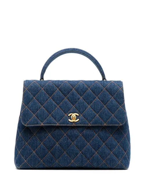 Sac à main médium en jean matelassé (1997) - CHANEL Pre-Owned - Modalova