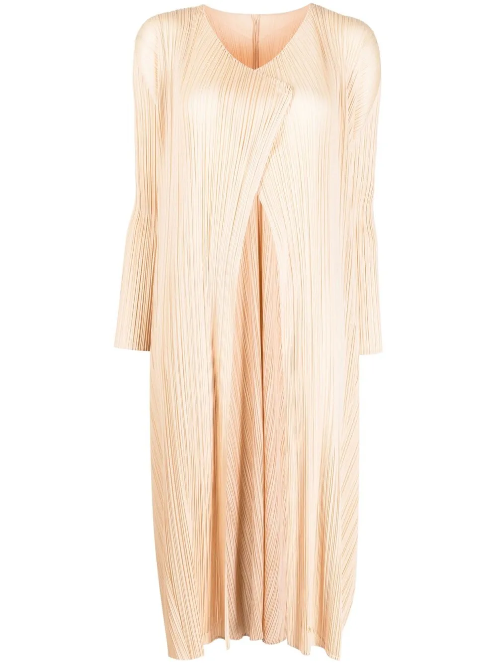 

Pleats Please Issey Miyake fully pleated long coat - Neutrals