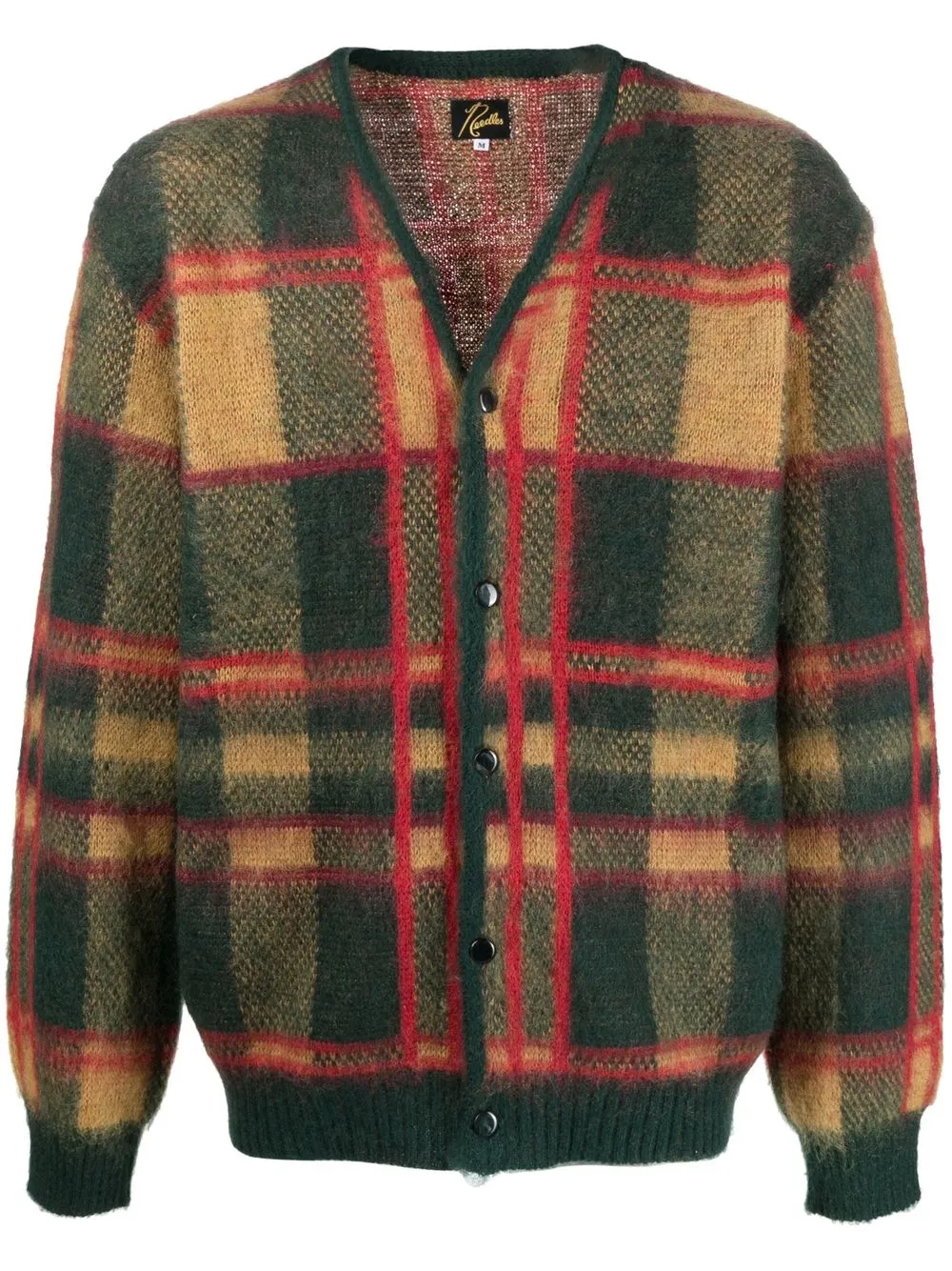 

Needles check-pattern mohair-blend cardigan - Green
