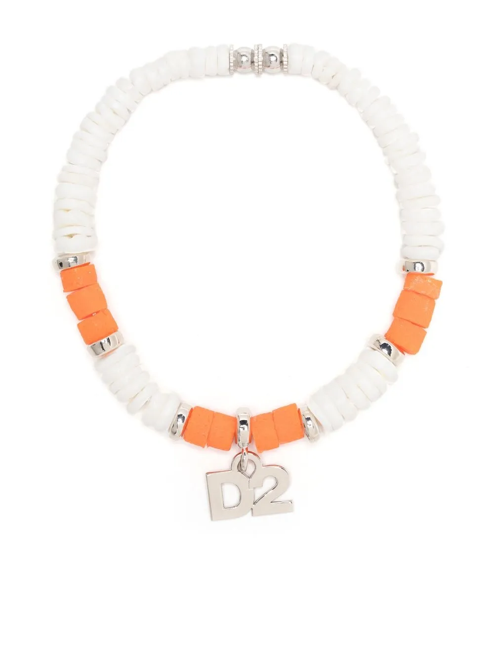 

Dsquared2 logo-charm beaded bracelet - White