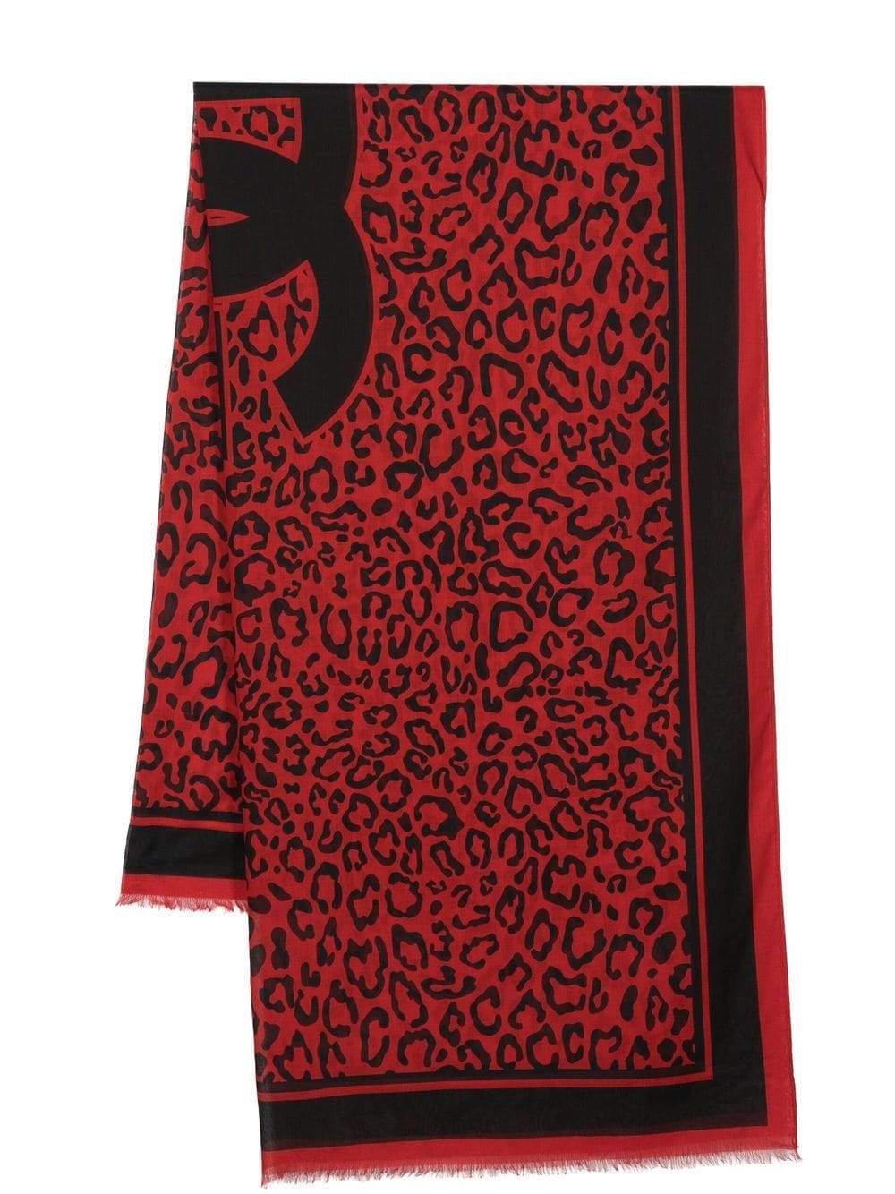 Dolce & Gabbana Leopard-print Logo Scarf In Red