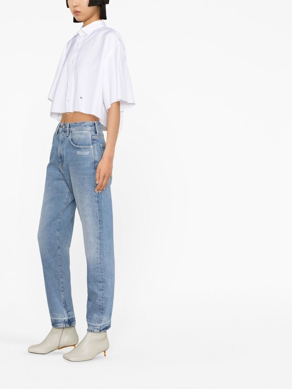 Shop Off-white High-rise Straight Jeans In Blue