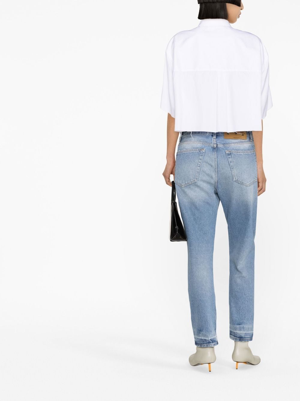 Shop Off-white High-rise Straight Jeans In Blue