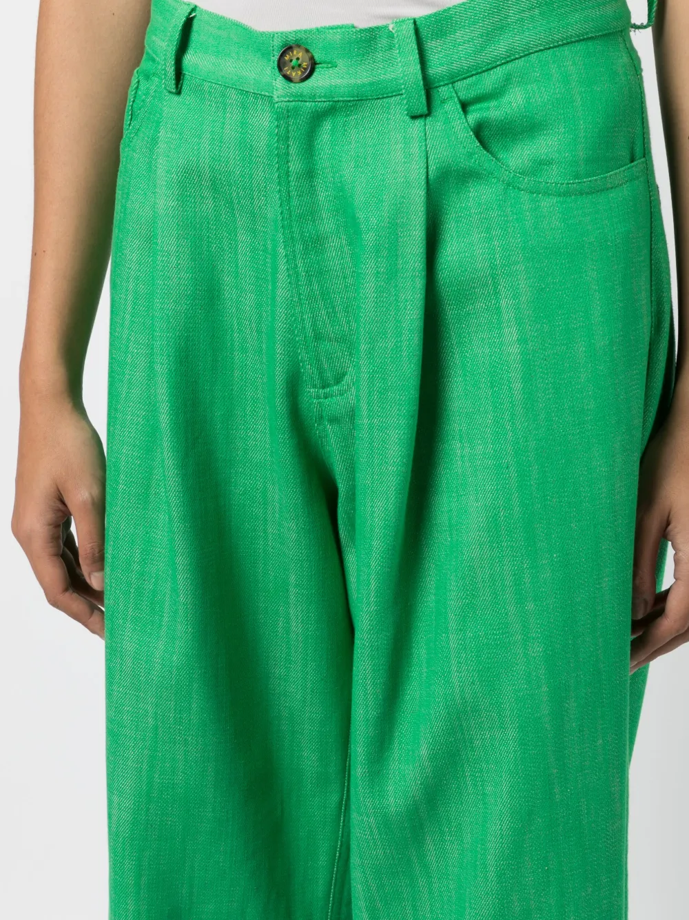 Mira Mikati Wide-leg Cotton Trousers In Grün