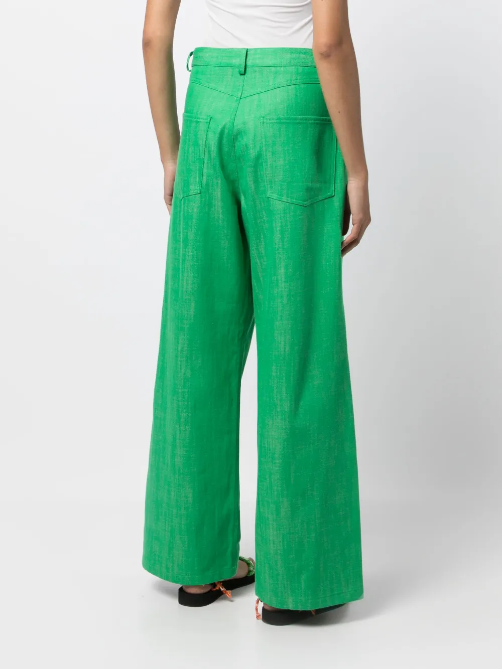 Mira Mikati Wide-leg Cotton Trousers In Grün