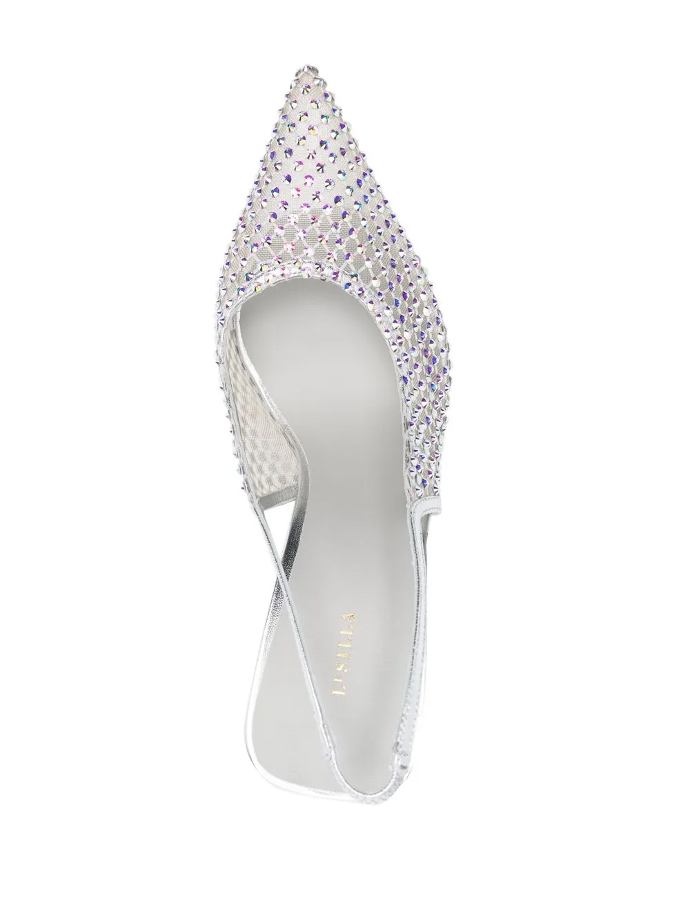 Shop Le Silla Crystal-embellished Slingback Pumps In Silver