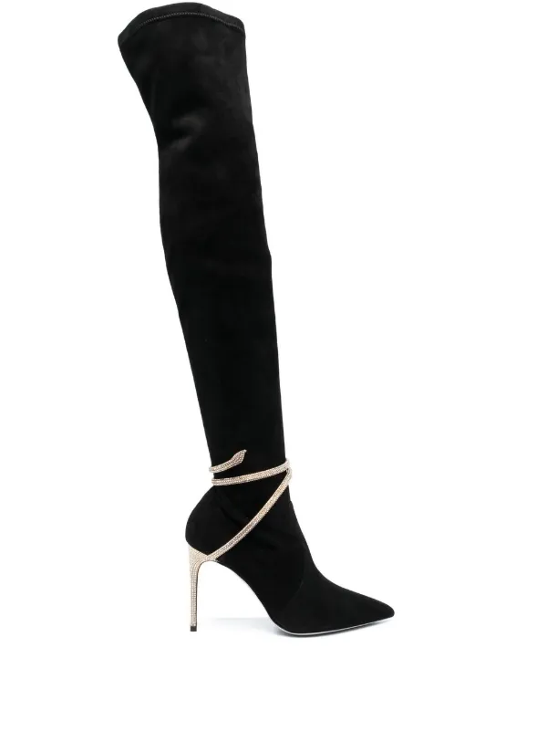 Embellished thigh high online boots