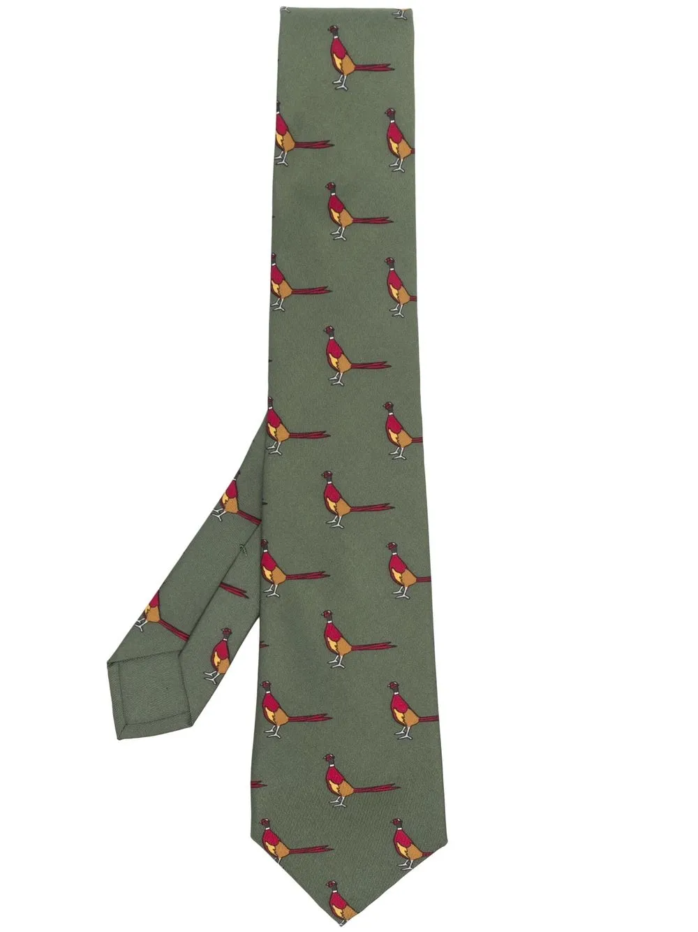 

Hermès 2000s pre-owned pheasant-print silk tie - Green