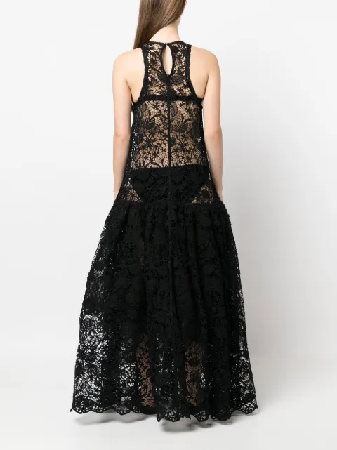 Ioana Ciolacu sheer pattern-lace gown ID22DR03BLK - 3