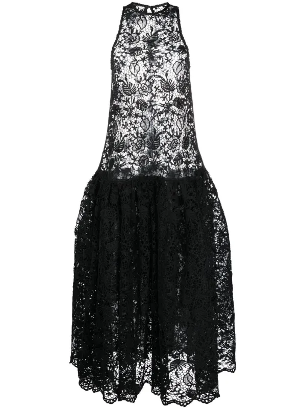Ioana Ciolacu Sheer pattern lace Gown Black FARFETCH AZ
