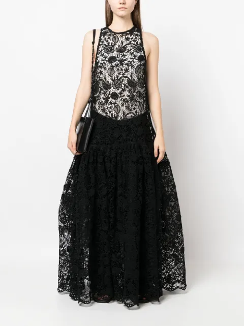 Ioana Ciolacu sheer pattern-lace gown ID22DR03BLK - 1