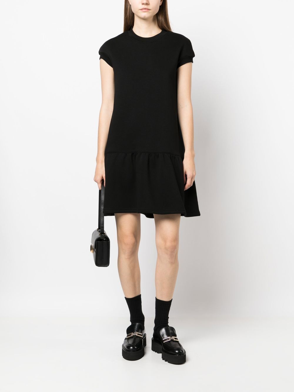 Shop Ioana Ciolacu Short-sleeve Peplum Mini Dress In Black