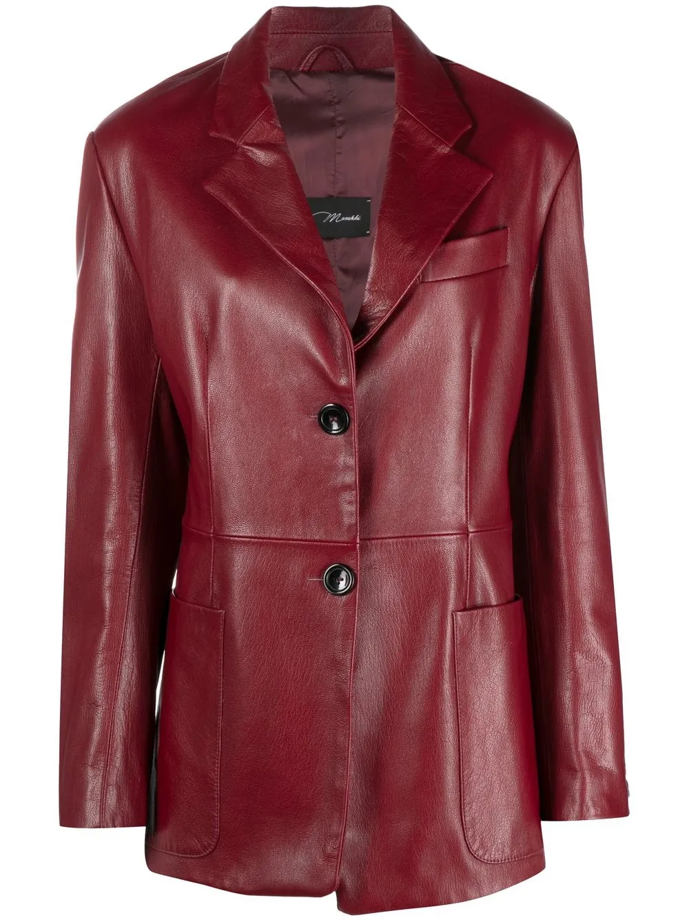 

Manokhi single-breasted calf leather blazer - BURGUNDY