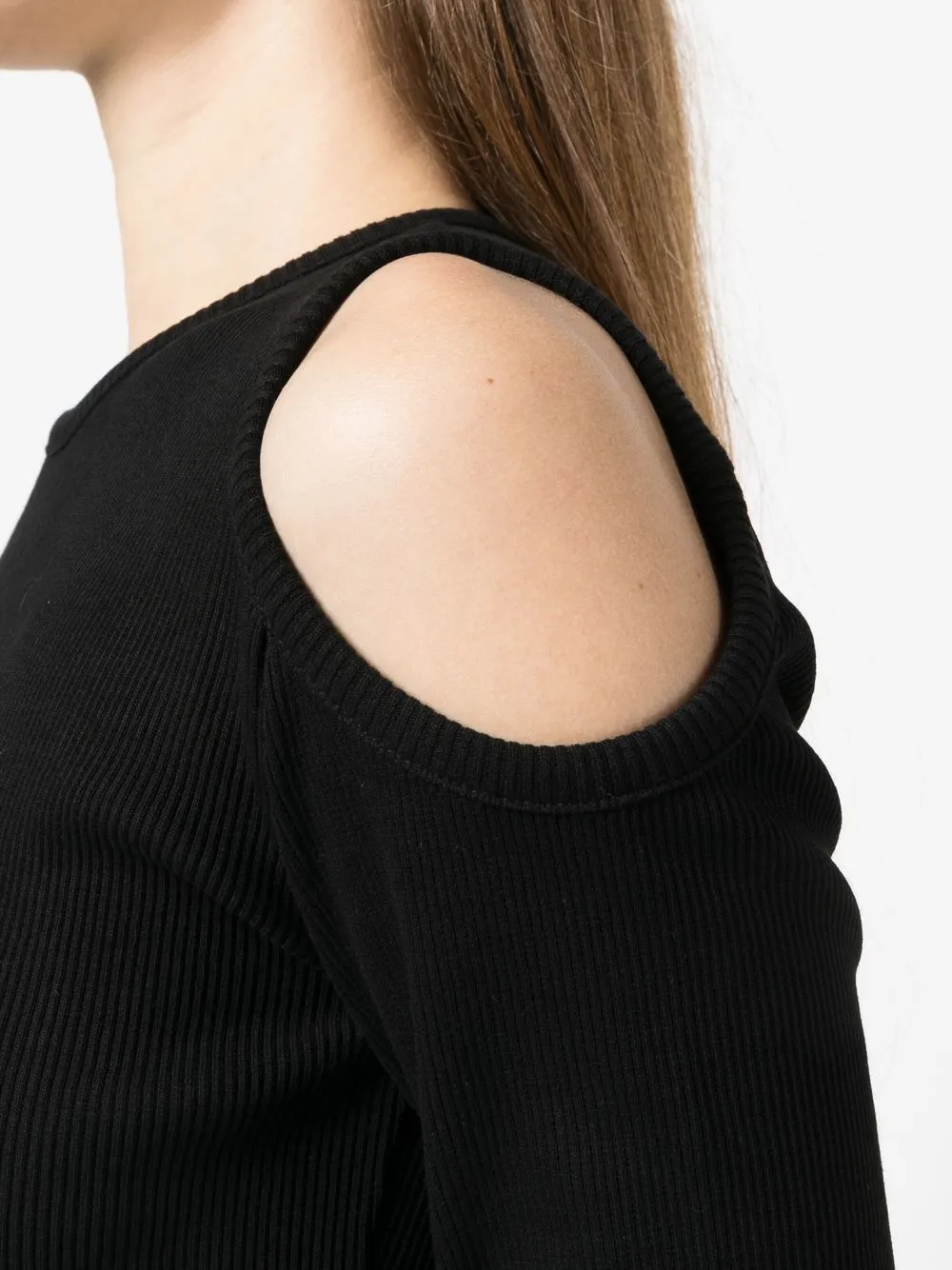 Shop Ioana Ciolacu Cut-out Cold-shoulder Top In Black