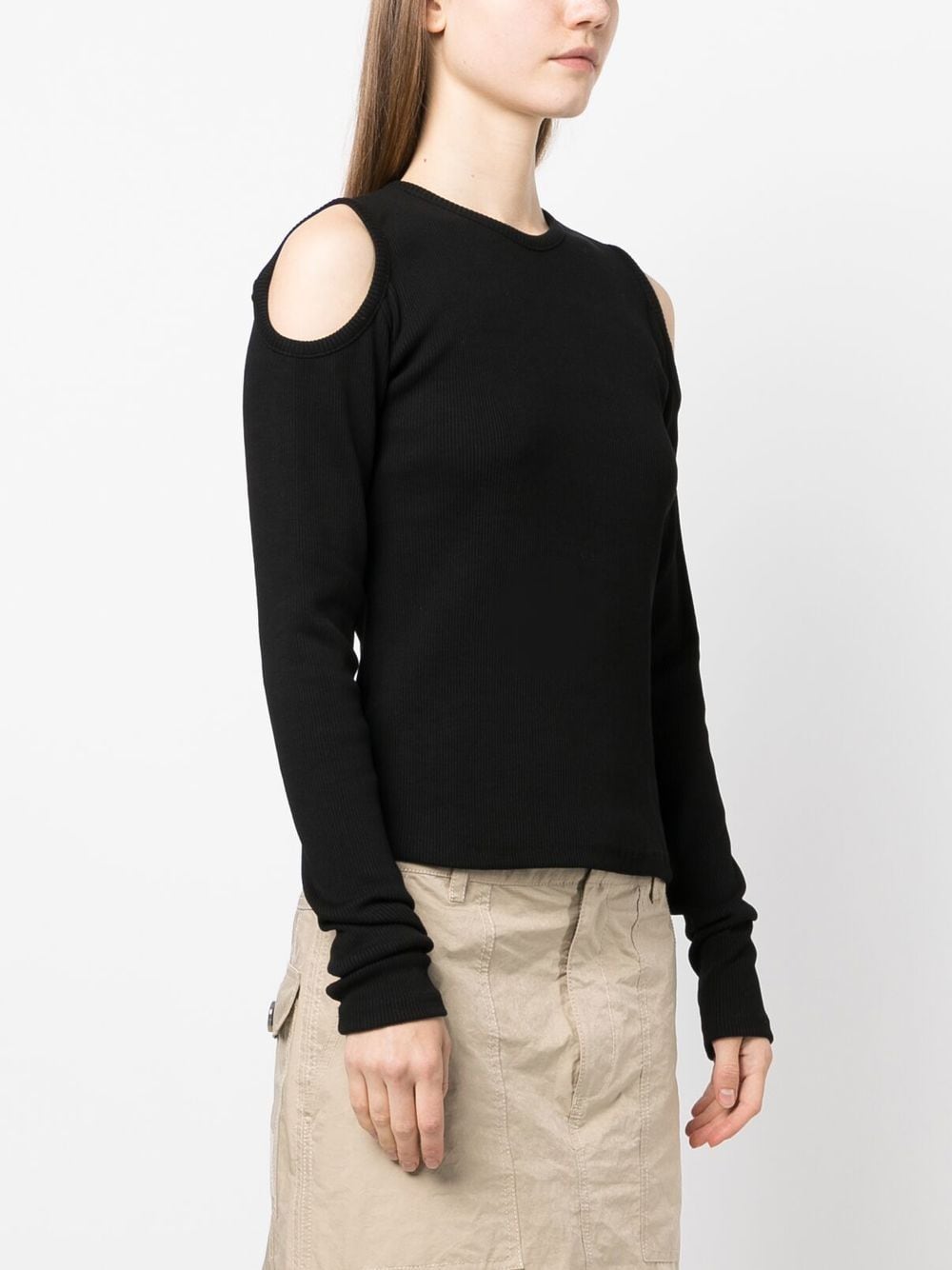 Shop Ioana Ciolacu Cut-out Cold-shoulder Top In Black