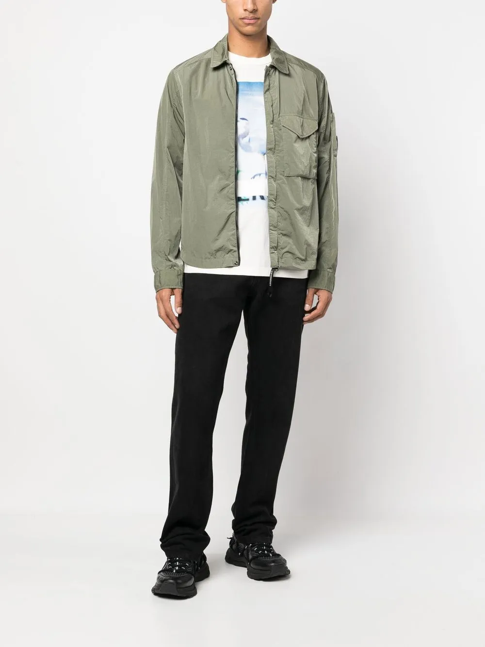 C.P. Company Shirtjack met logopatch - Groen
