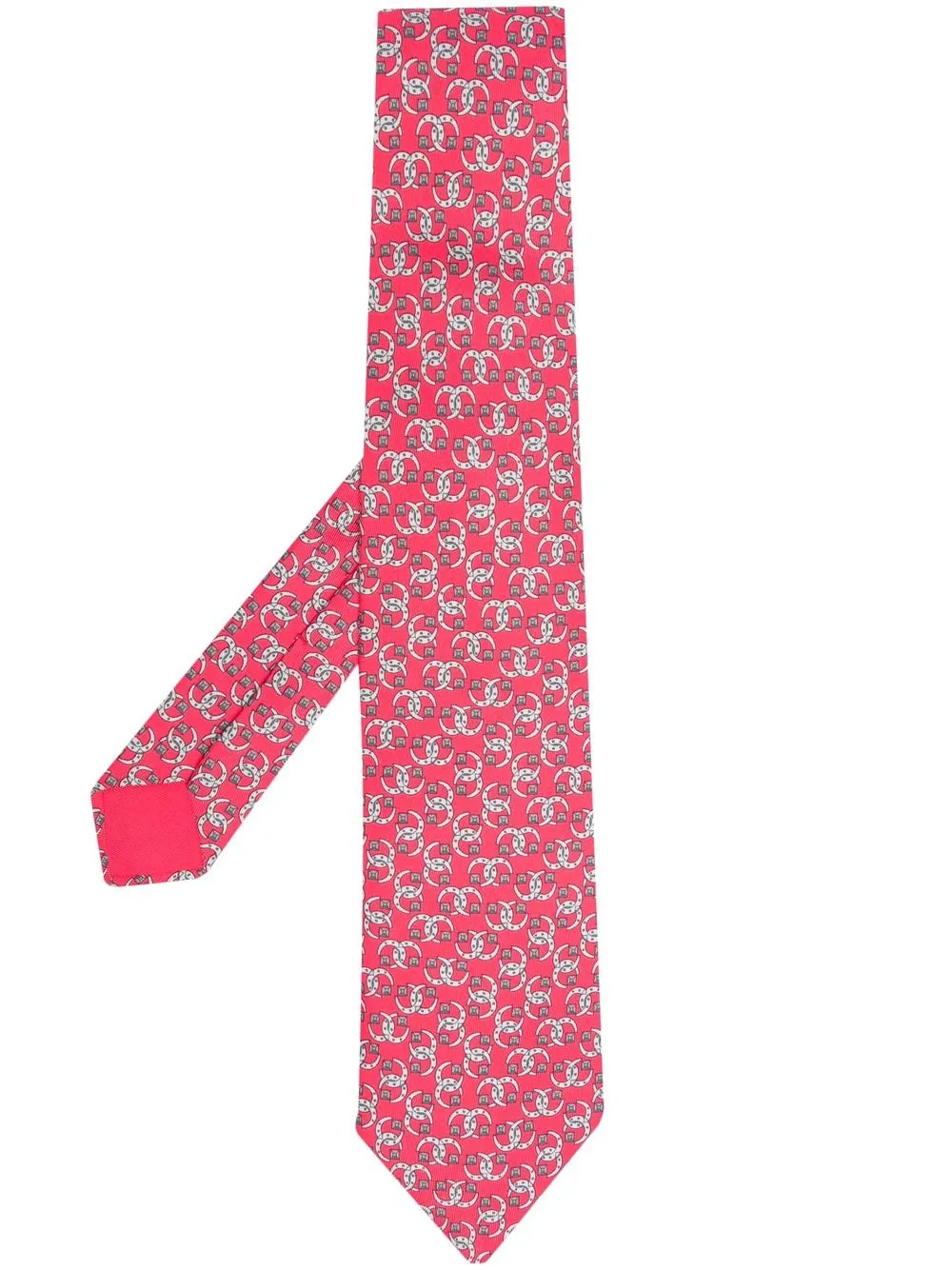 

Hermès 2000s pre-owned horseshoe-print silk tie - Red