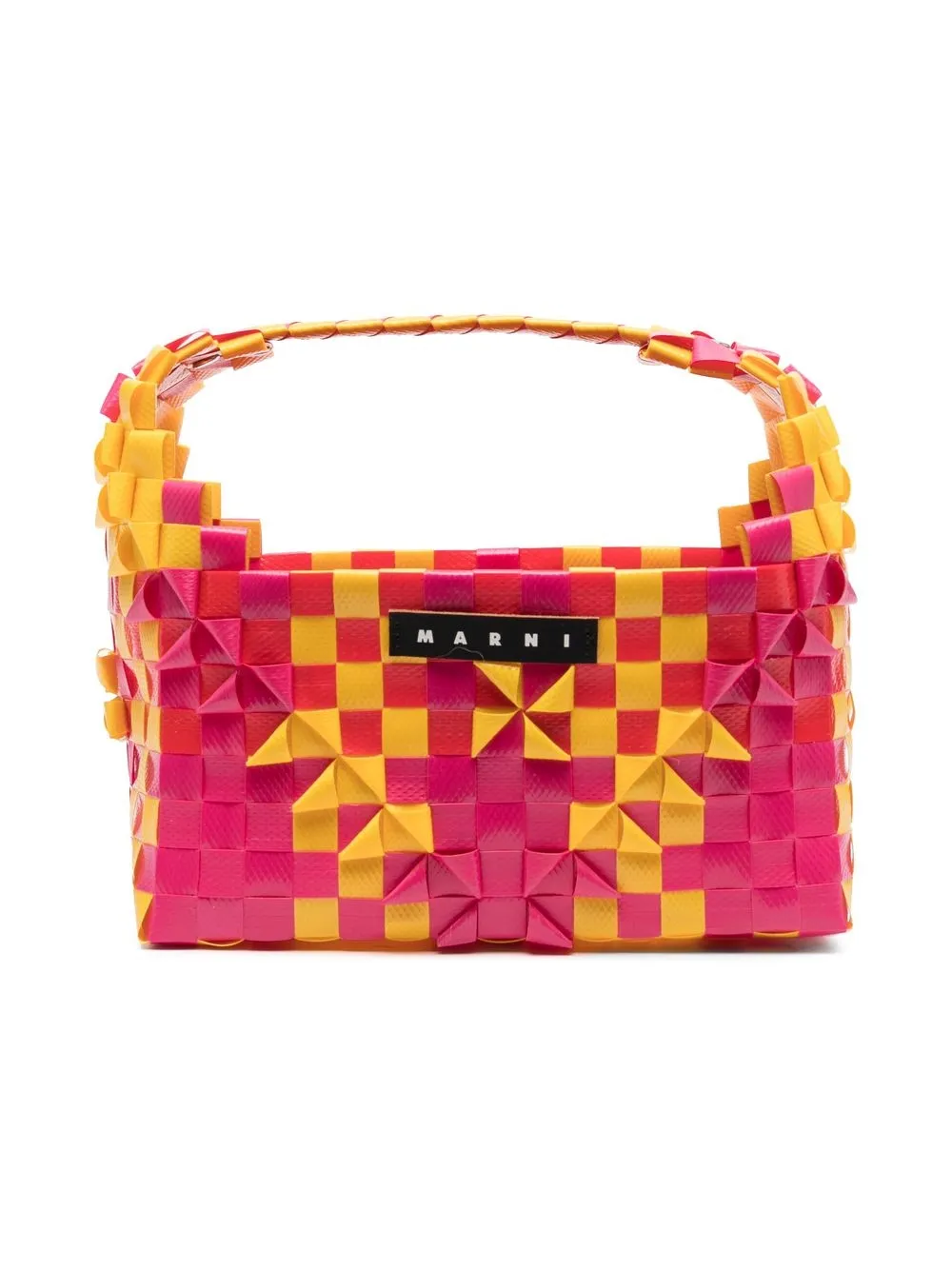 

Marni Kids logo-patch interwoven tote bag - Pink