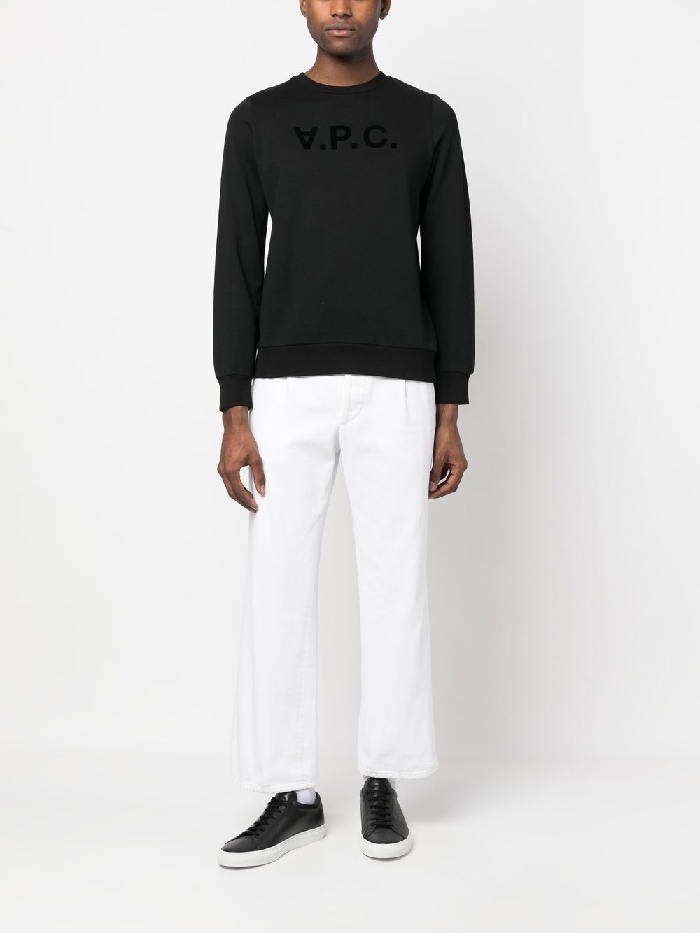 Shop Apc Logo-print Cotton Sweatshirt In Black